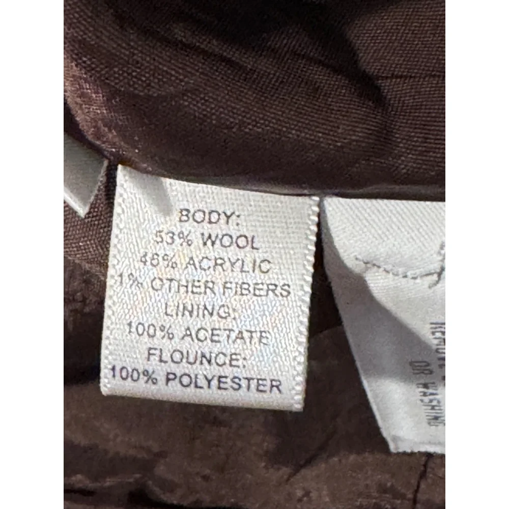 Loft Tweed Wool Blend Skirt Floral Flounce Size 4 Brown Pink - Picture 9 of 9